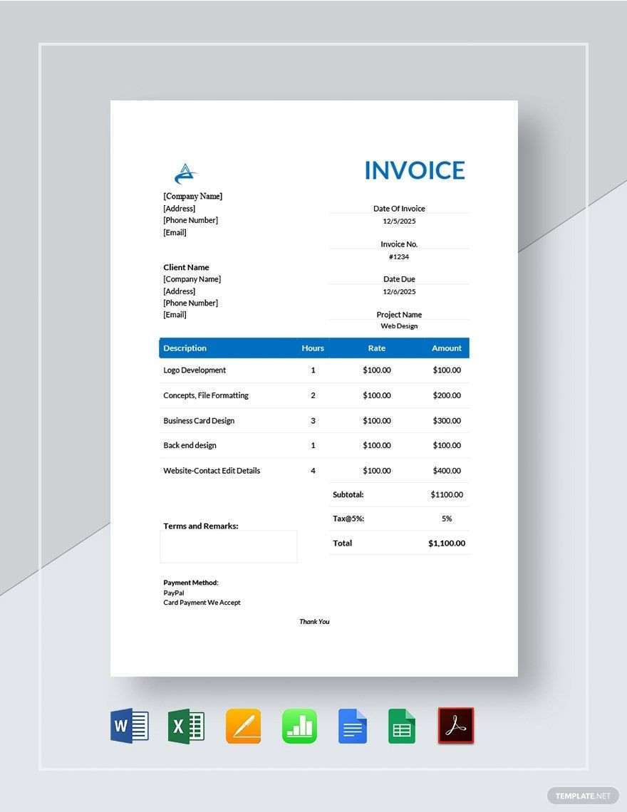 sample web designer invoice template