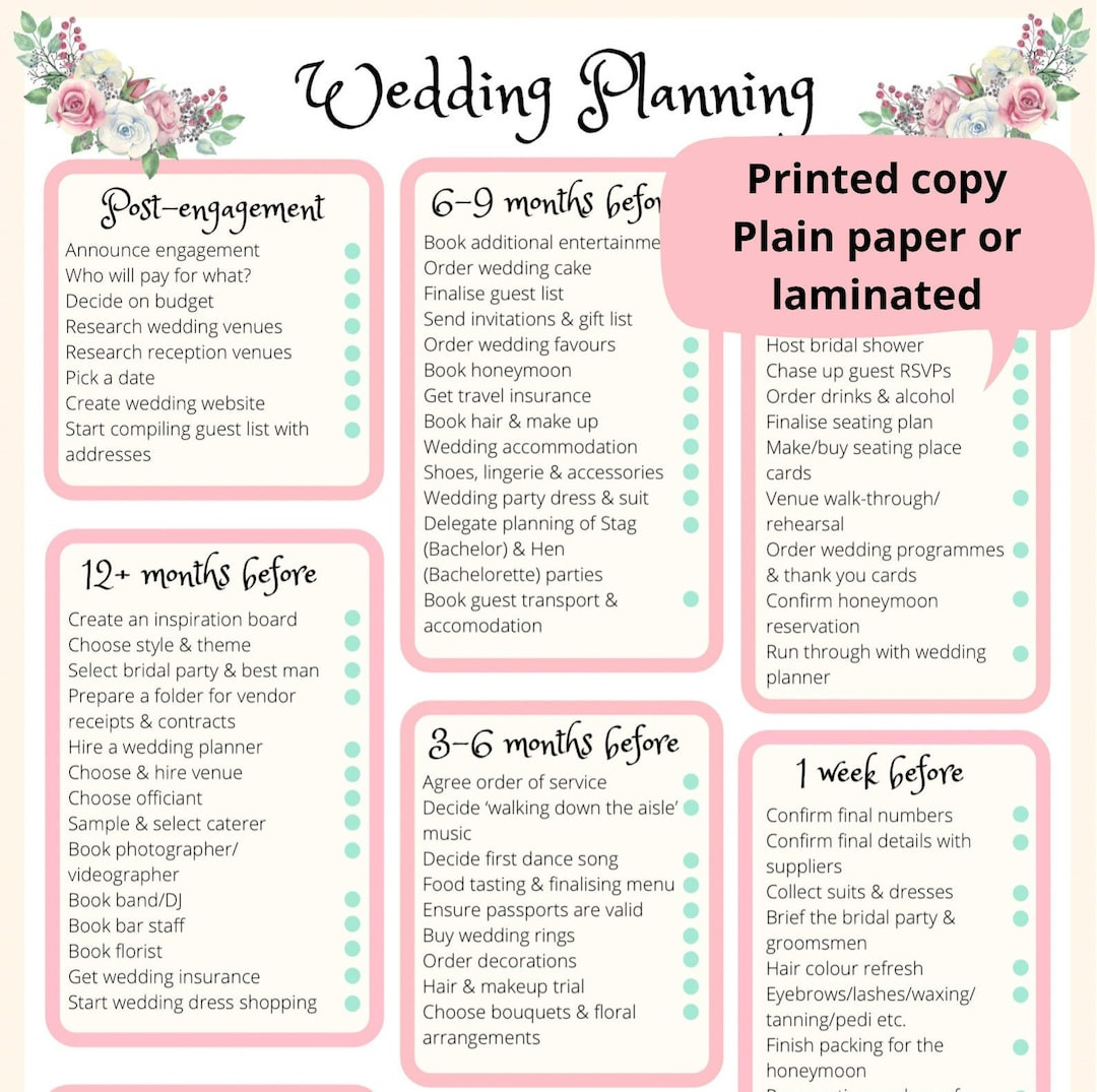 sample wedding planning template