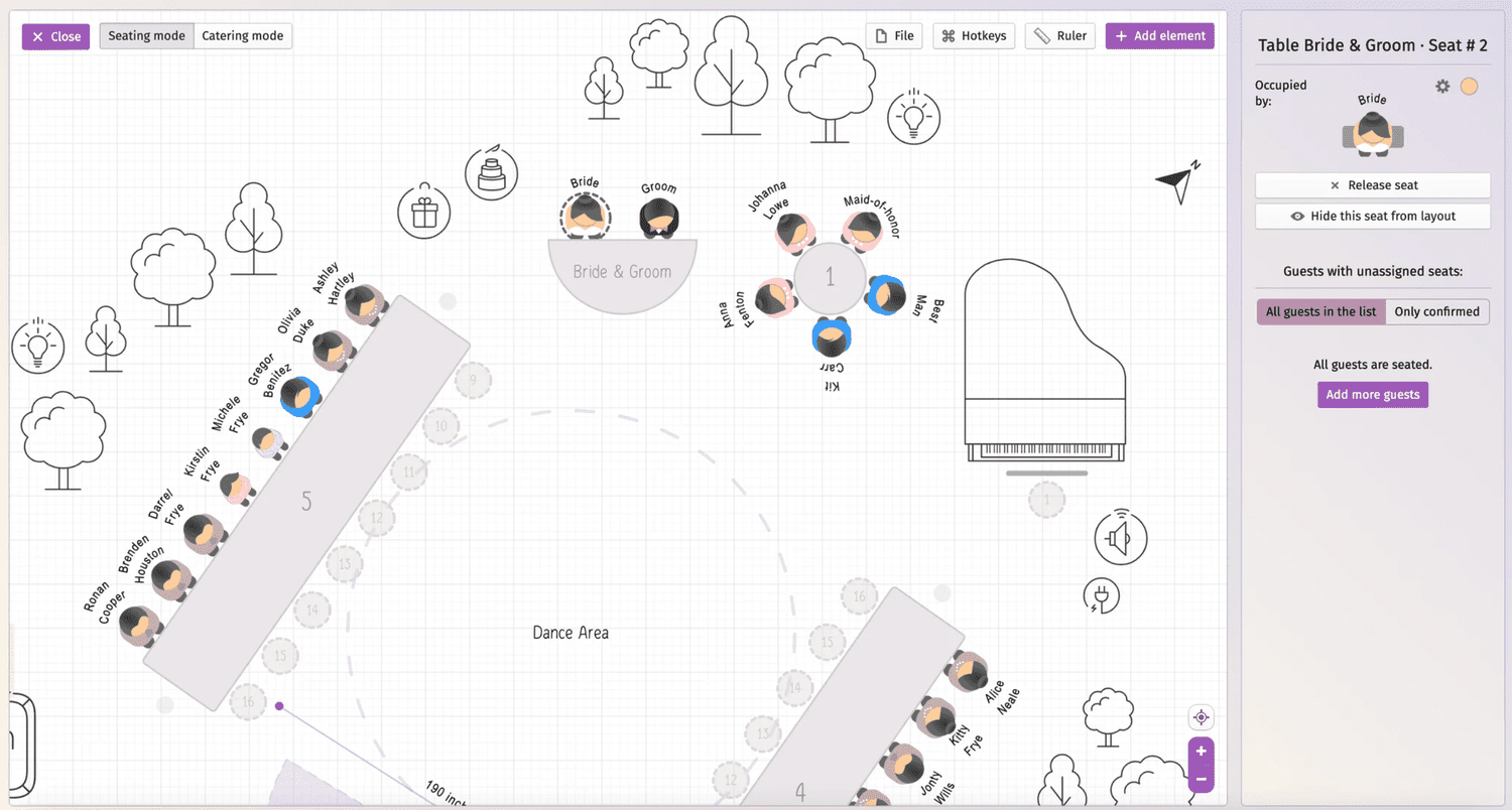 sample wedding seat planner template