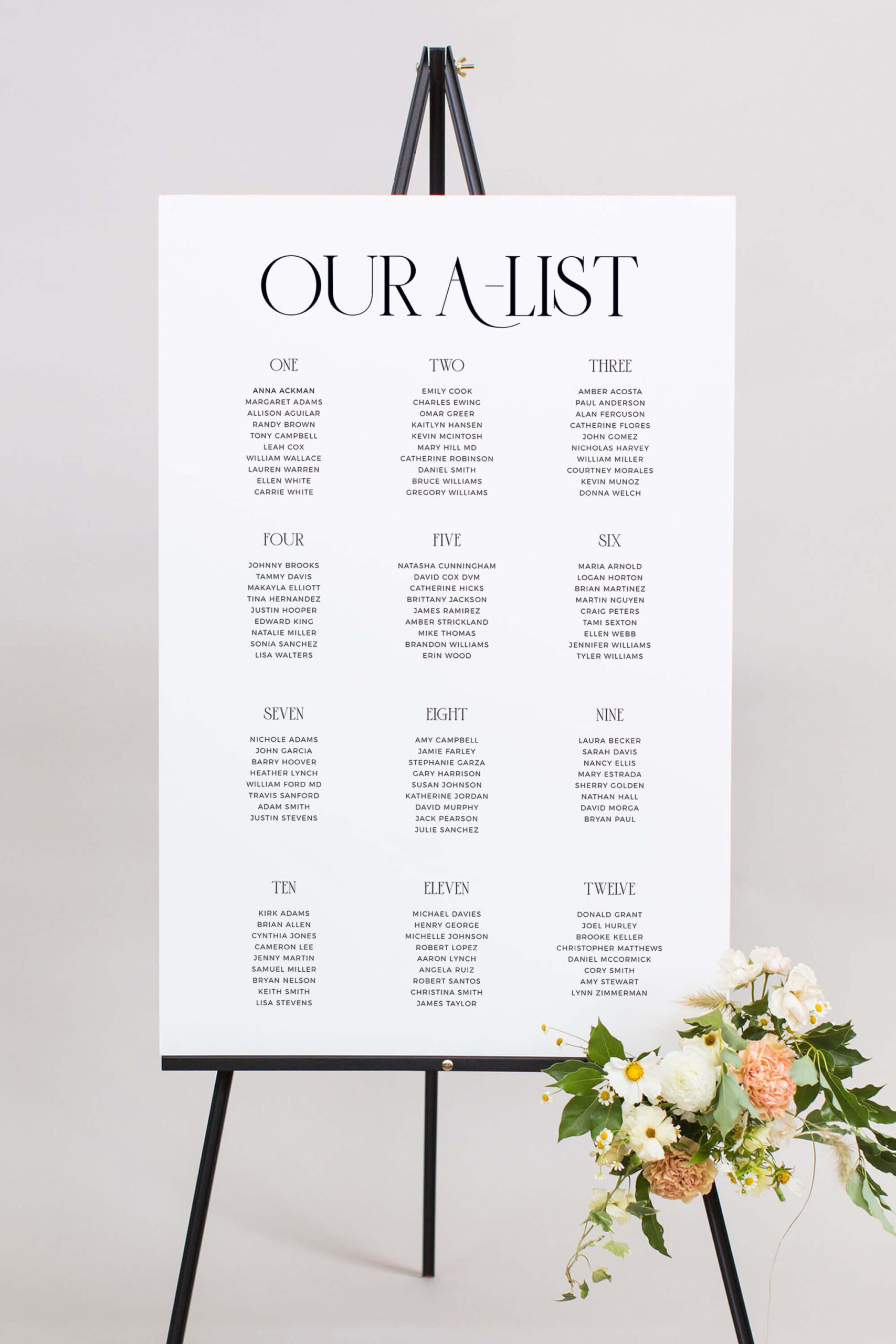 sample wedding seat planner template