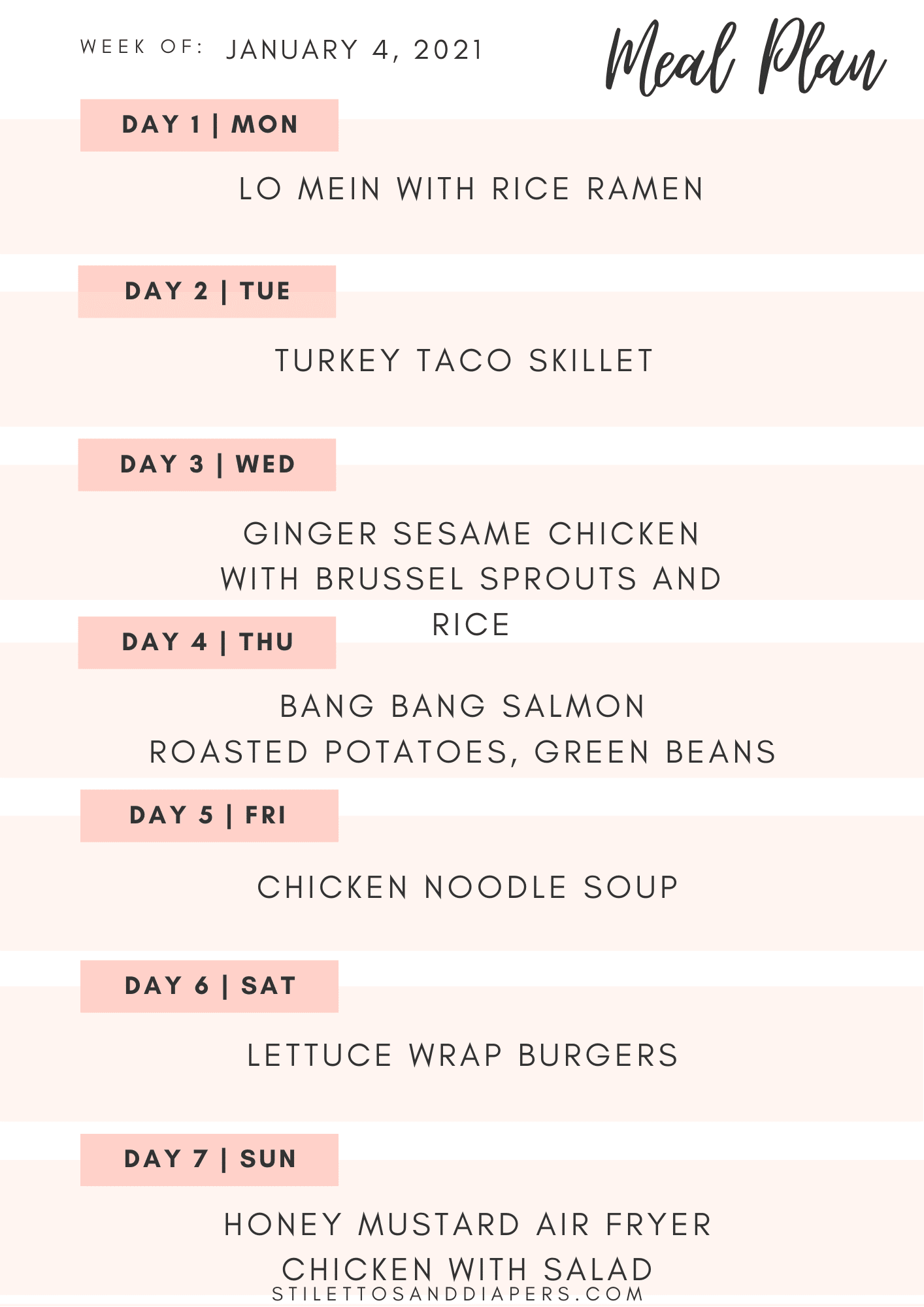 sample two week meal planner template