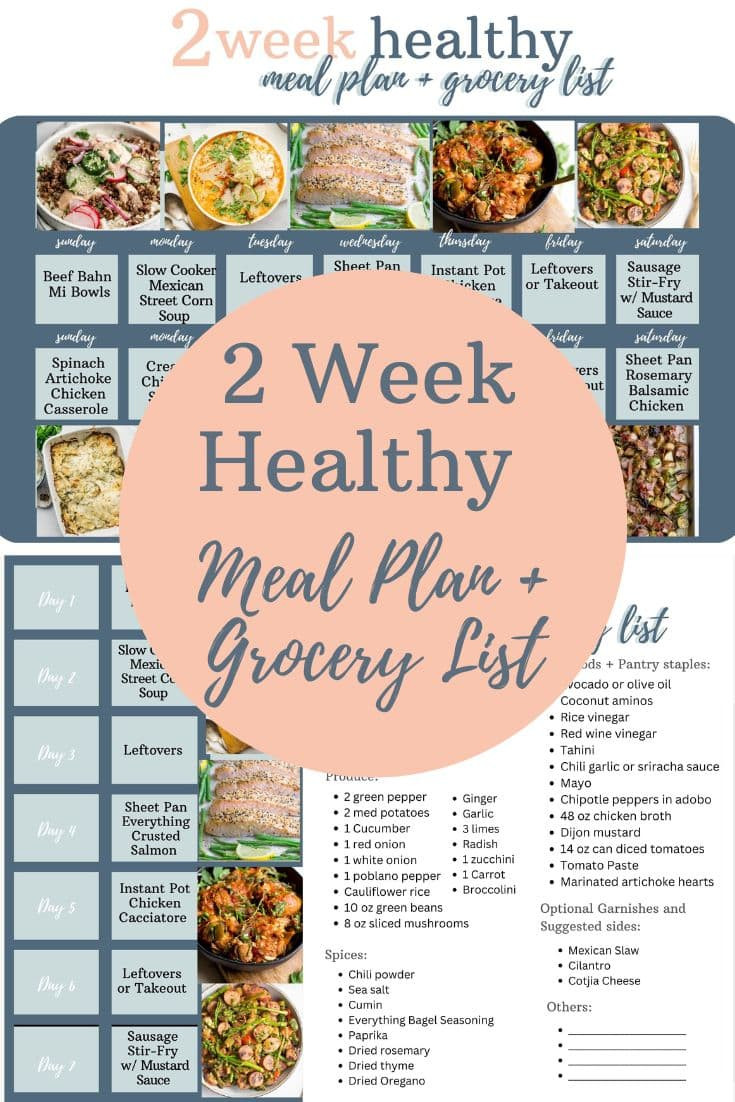 sample two week meal planner template