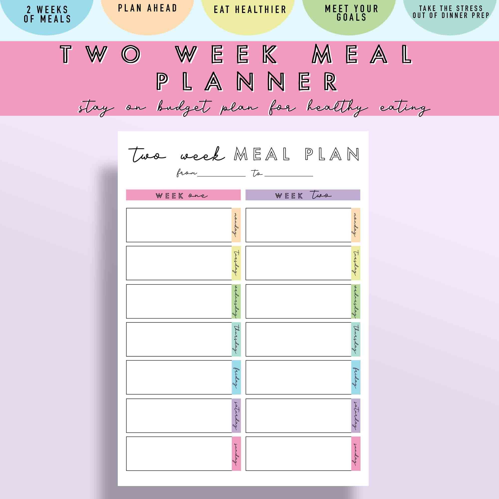 sample two week meal planner template