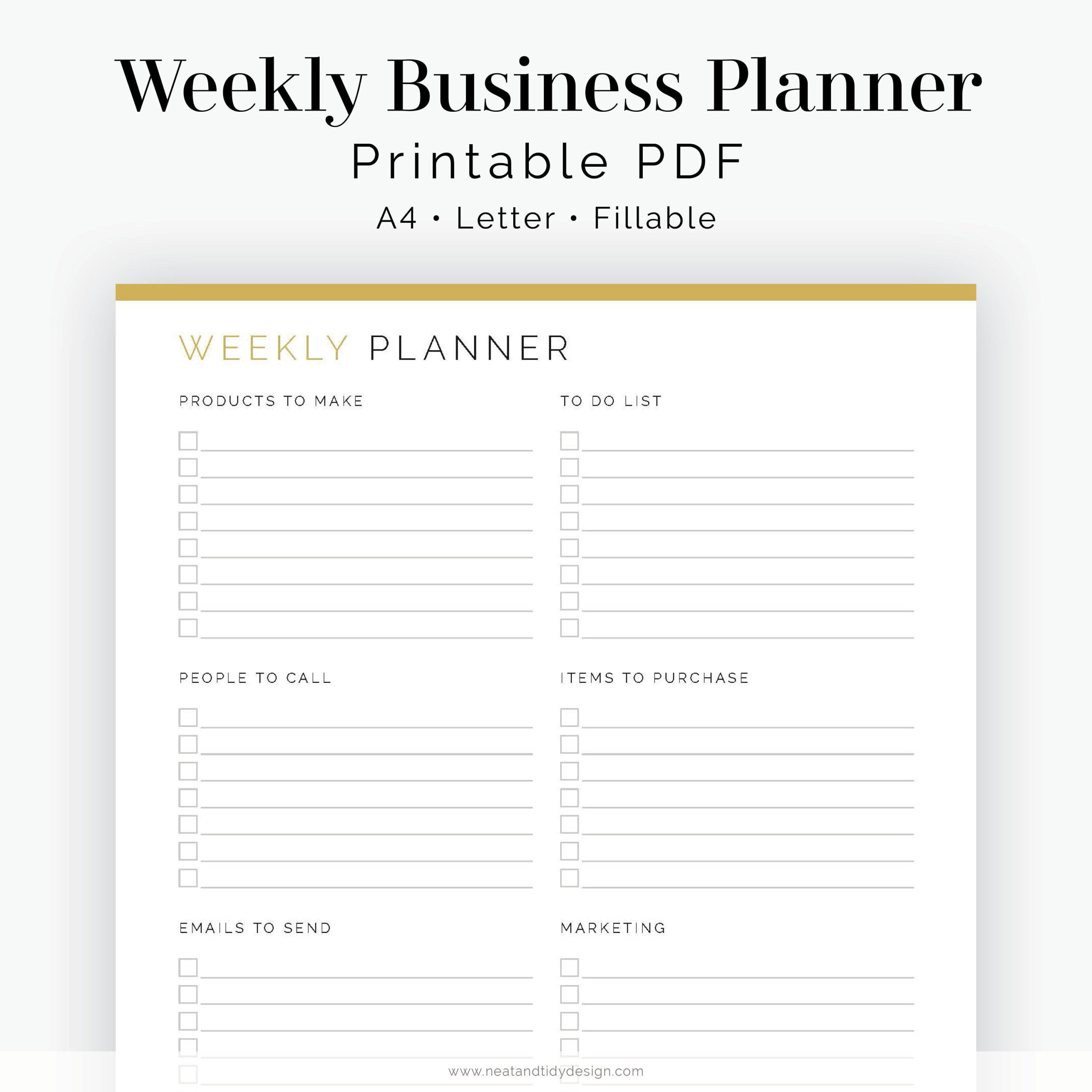 sample business planner template