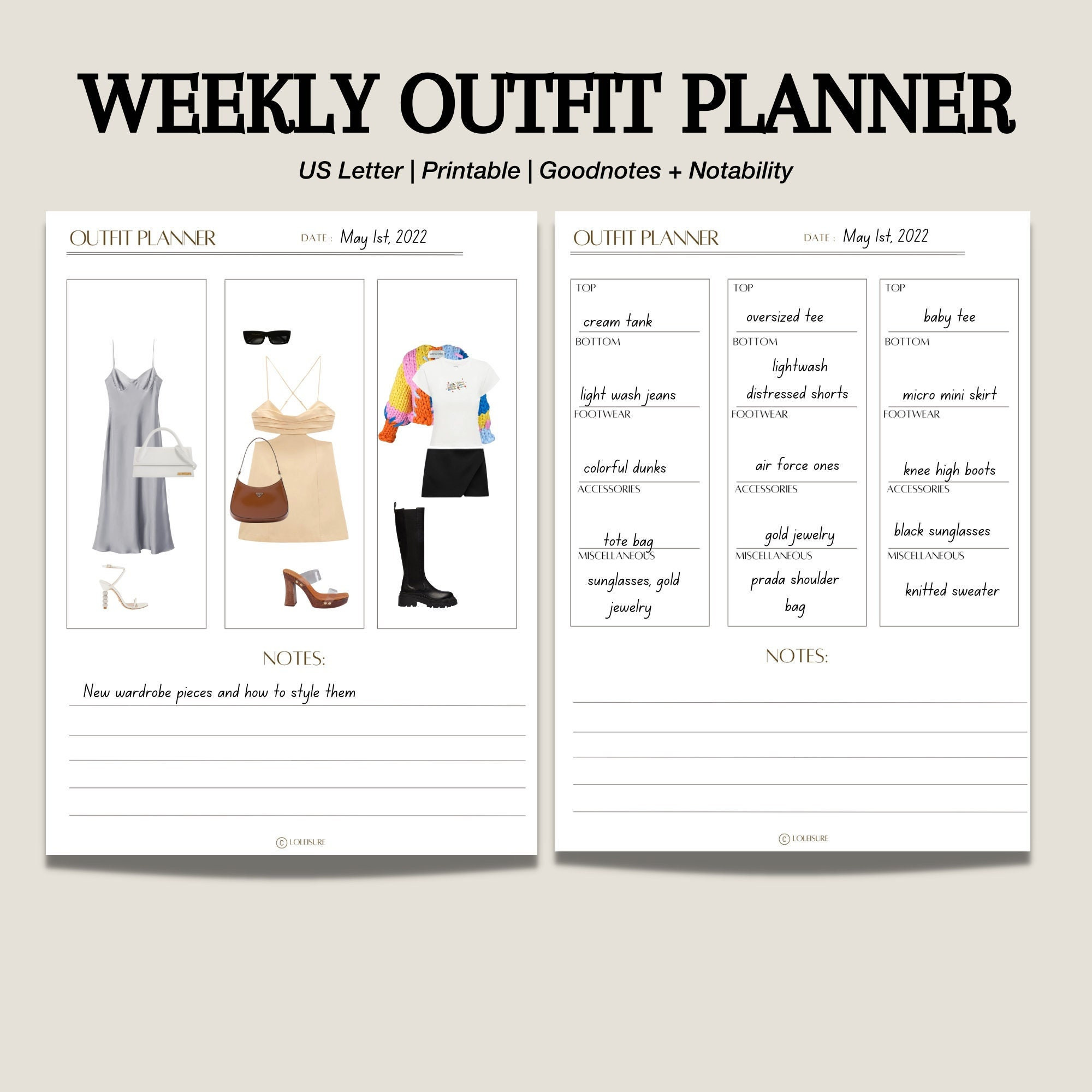 sample outfit planner template