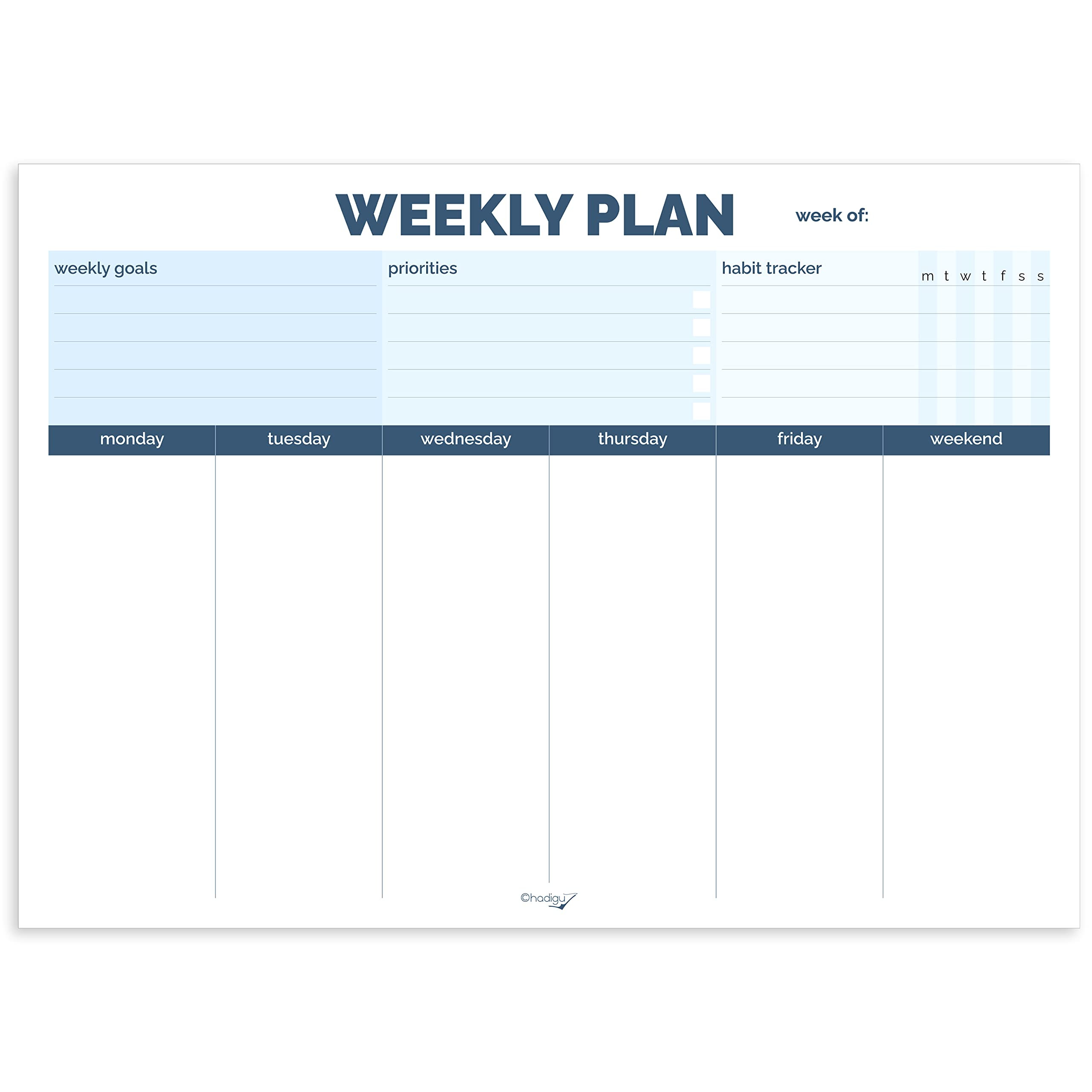 sample work weekly planner template