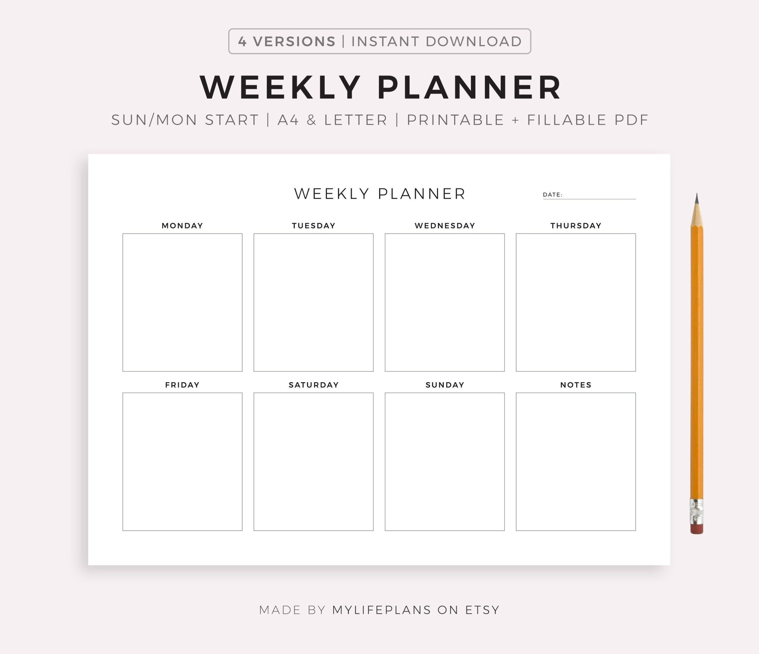 sample weekly planning template