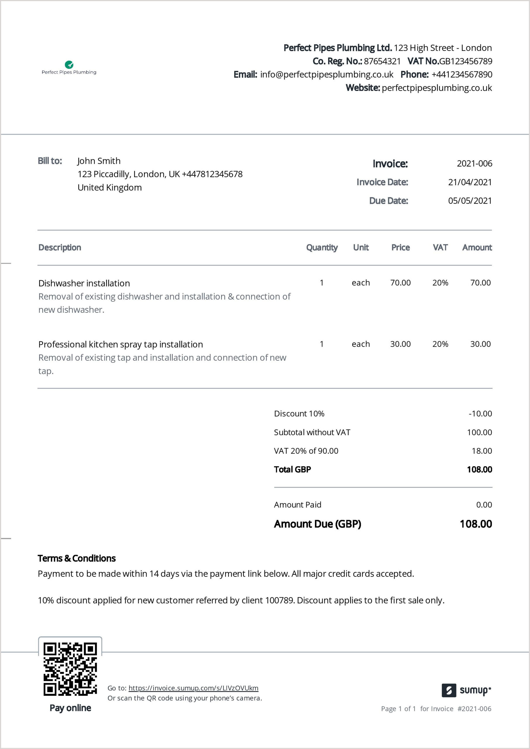 sample invoice with terms and conditions template