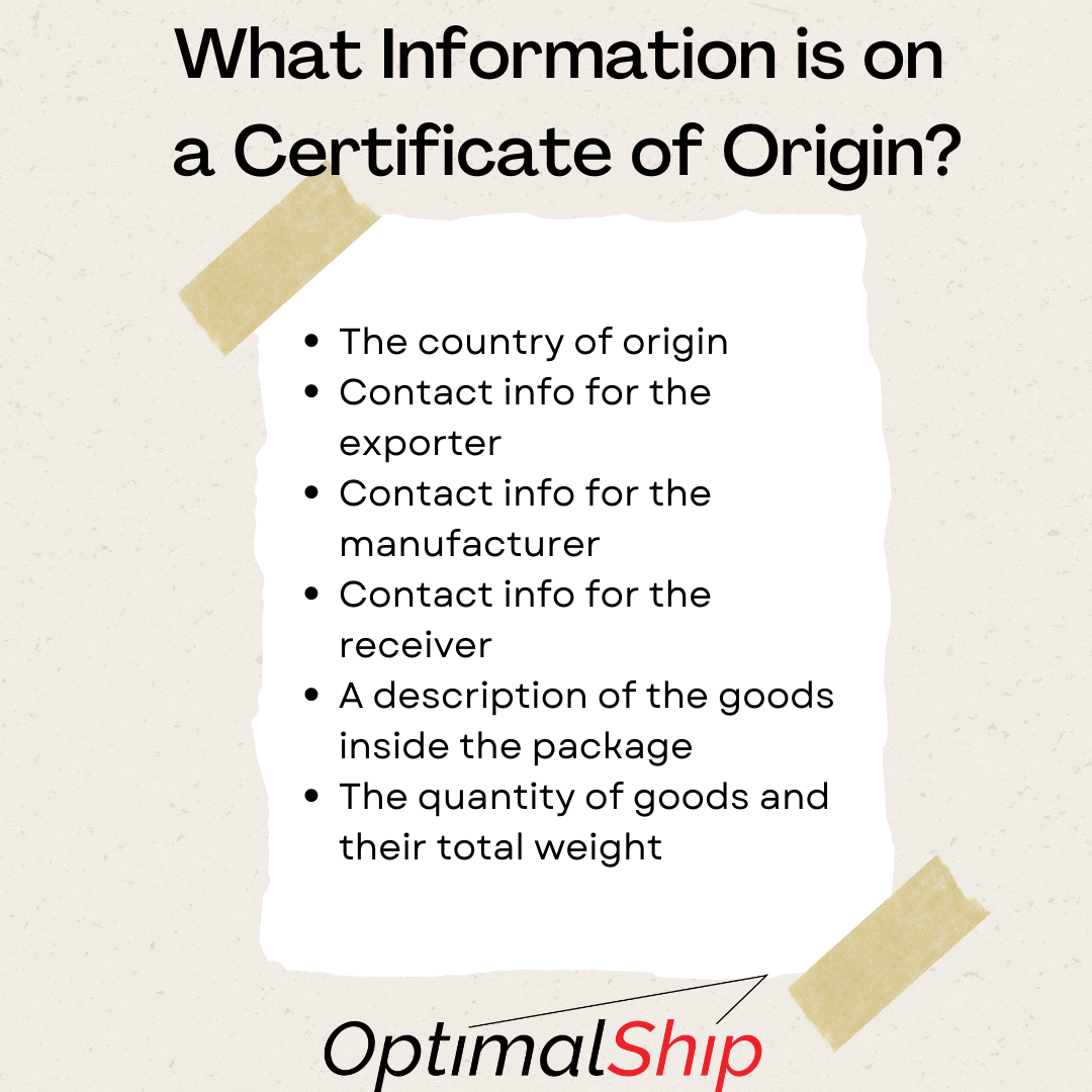 sample origin certificate template