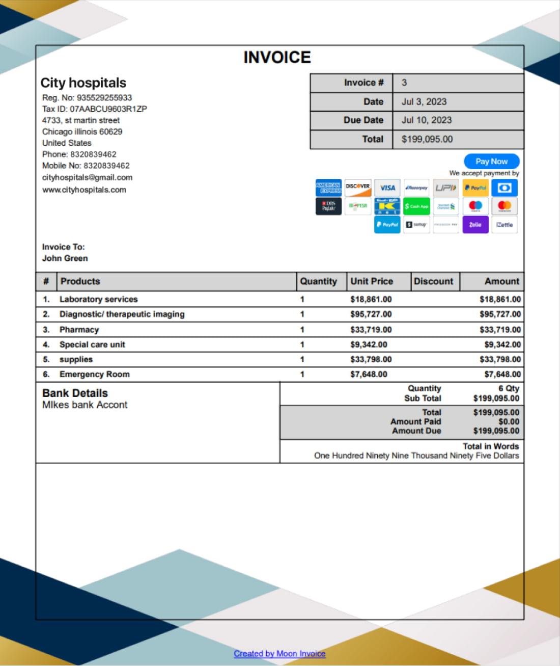 itemized invoice template