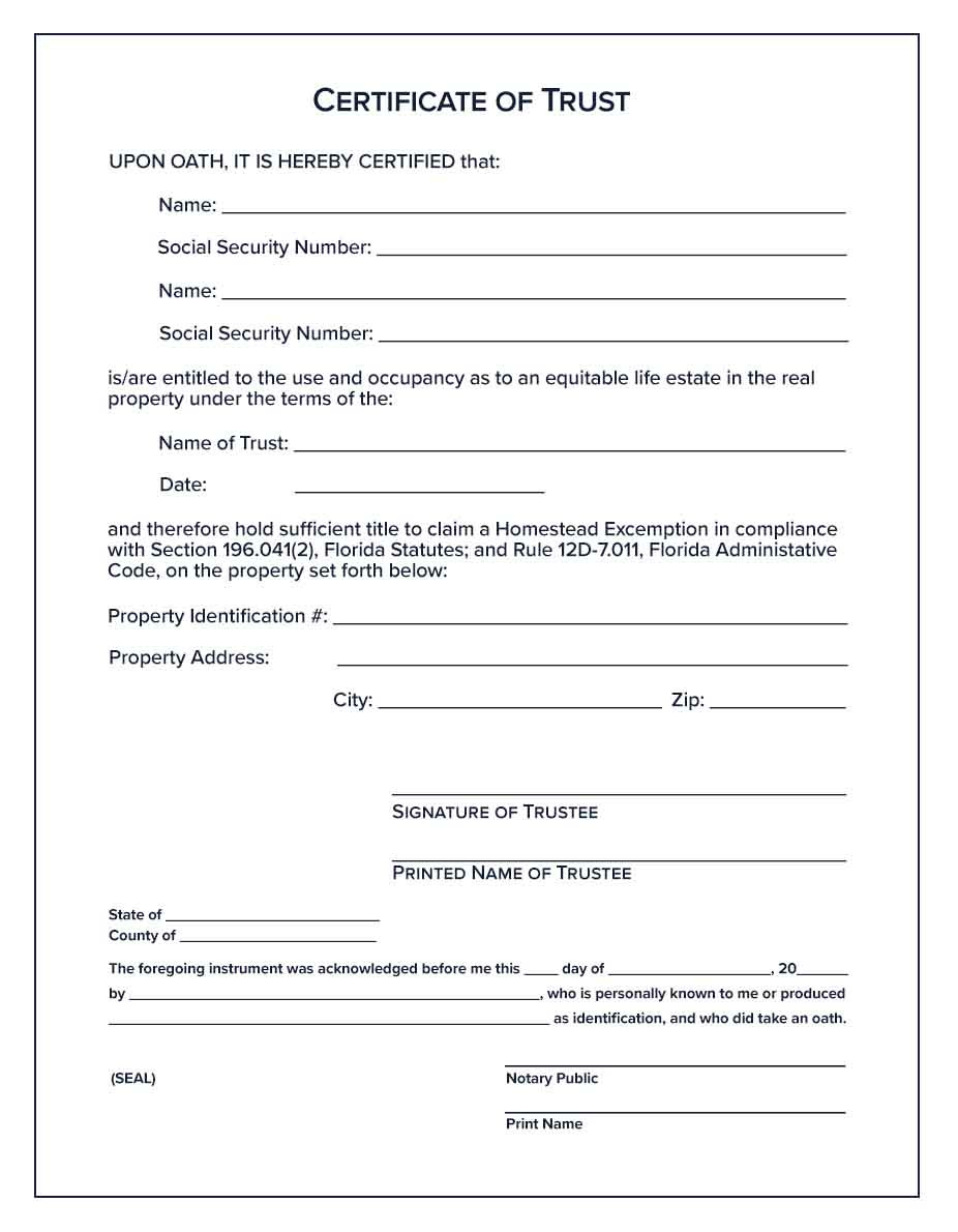 Printable Notary Certificate Template