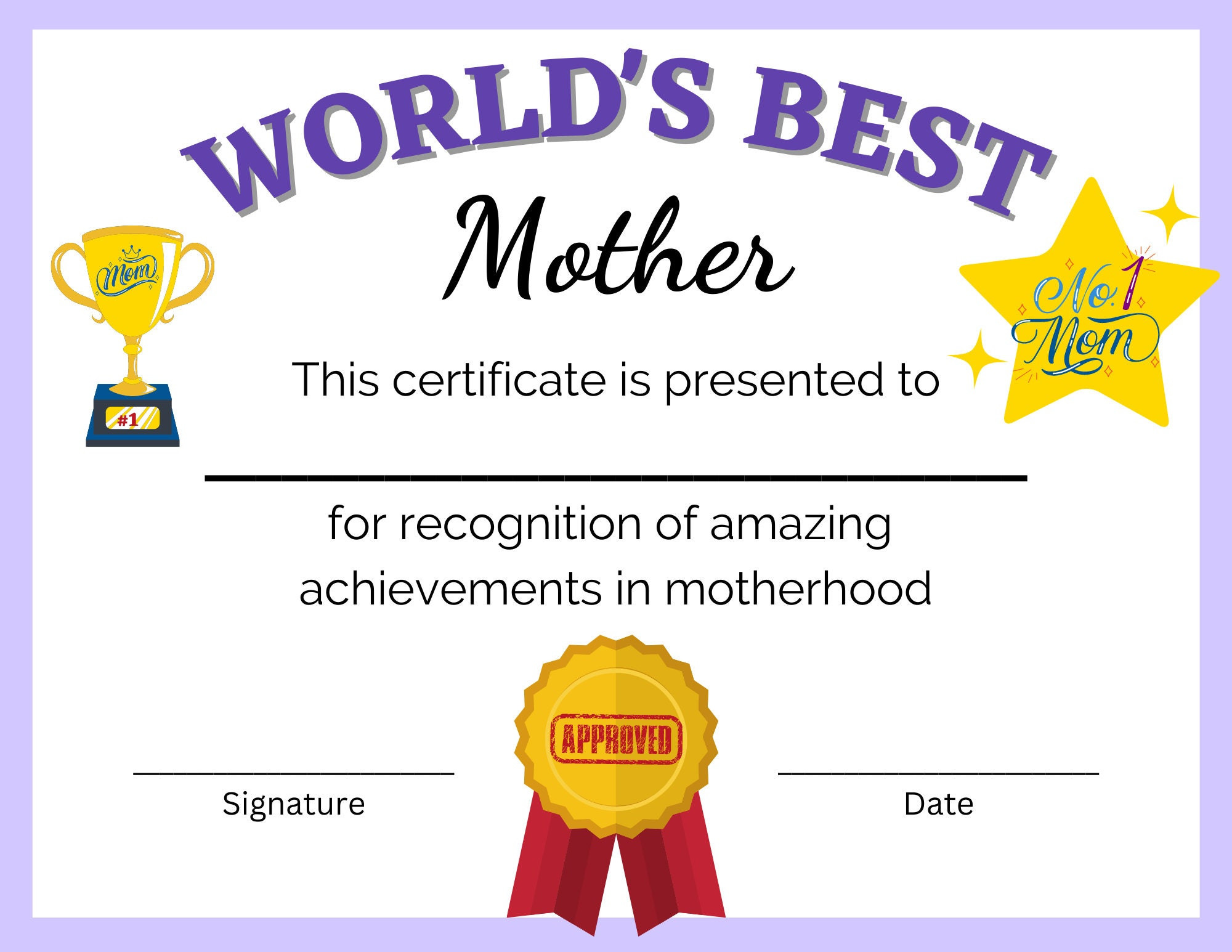 sample best mother award certificate template