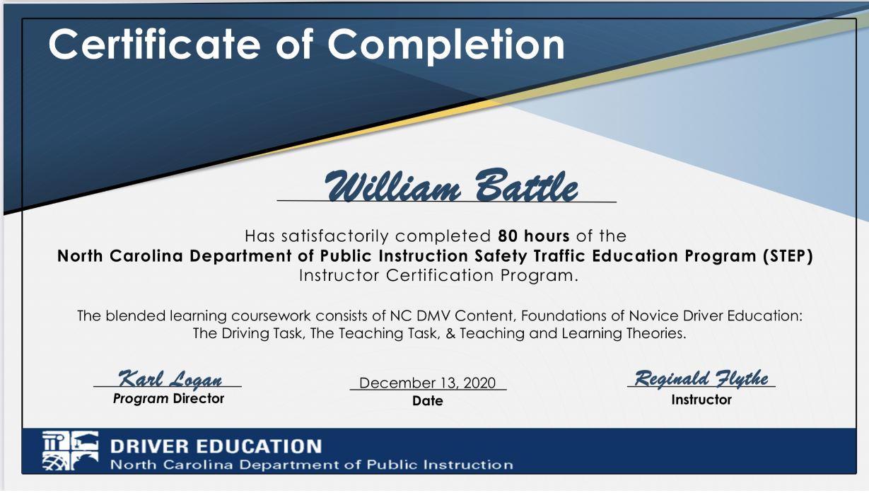 sample driver education completion certificate template